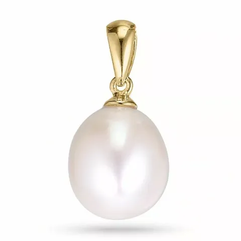 Ovaler perle anhänger in 14 karat gold