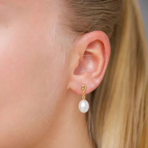 7 - 8 mm Perle Ohrringe in vergoldetem Silber