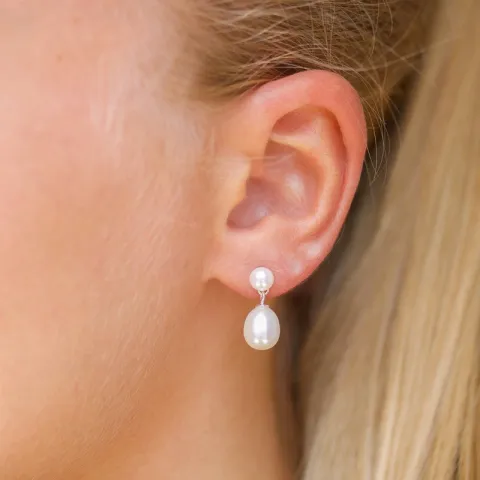 7 - 8 mm Perle Ohrringe in Silber