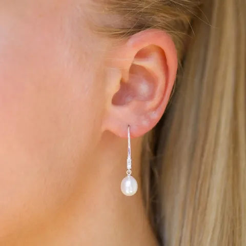 7 - 8 mm Perle Ohrringe in Silber