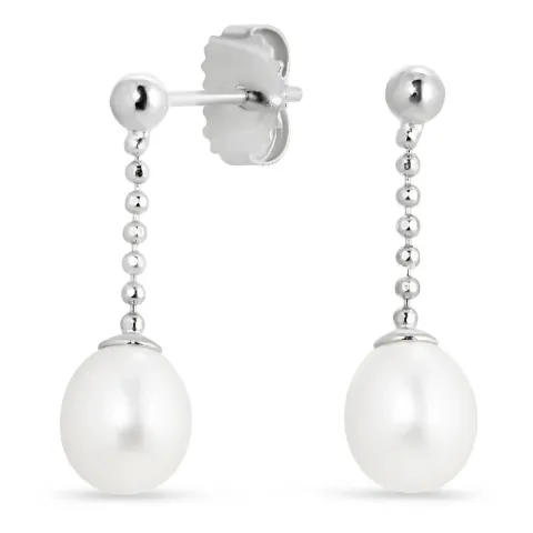 lange Perle Ohrringe in Silber