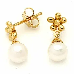 Blumen Perleohrstecker in vergoldetem Sterlingsilber