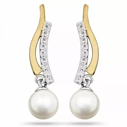 Perle Ohrringe in Silber mit Rhodinierung mit vergoldetem Silber