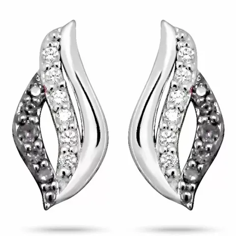 abstraktem Zirkon Ohrstecker in Silber mit Rhodinierung