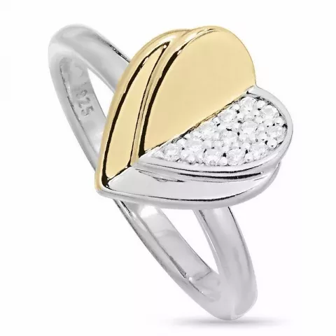 Gross Herz Zirkon Ring aus Silber mit vergoldetem Sterlingsilber