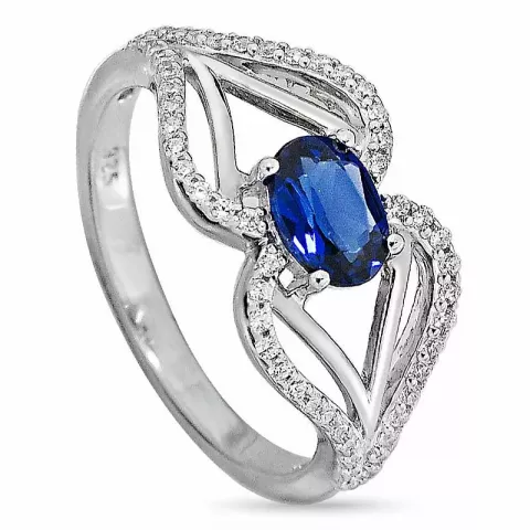 Gross blauem Ring aus Silber