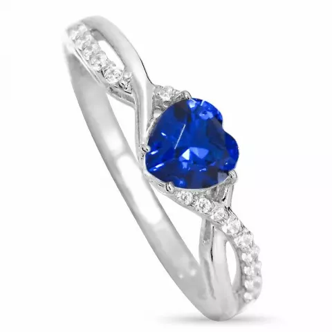 Elegant Herz blauem Ring aus Silber
