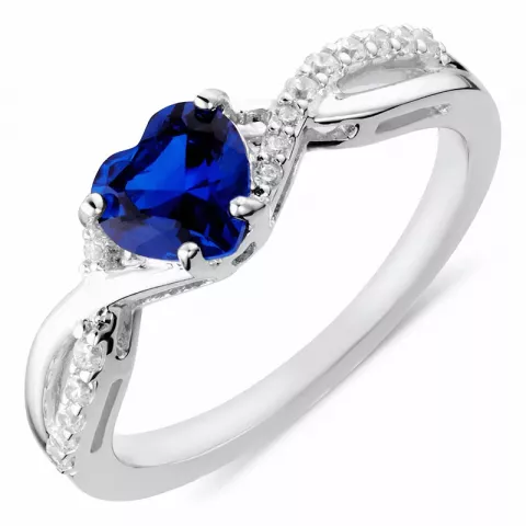 Elegant Herz blauem Ring aus Silber