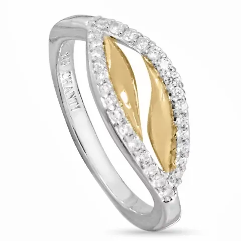 Zirkon Ring aus Silber mit vergoldetem Sterlingsilber