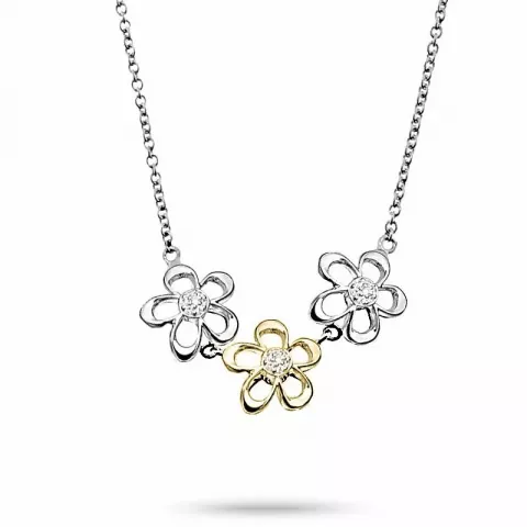 Blumen Anhänger mit Halskette aus Silber