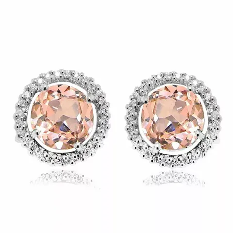 runden pink Ohrstecker in rhodiniertem Silber