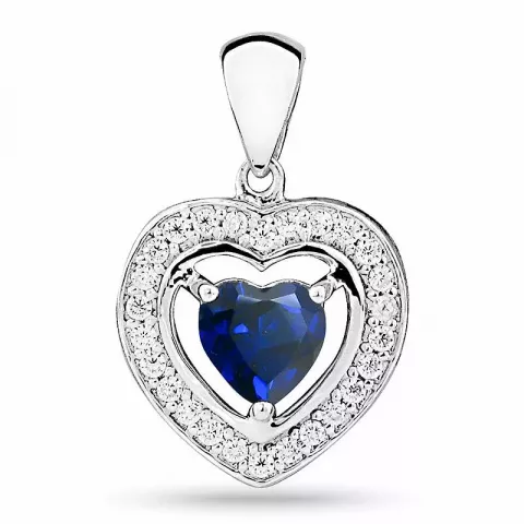Herz blauem Anhänger aus rhodiniertem Silber