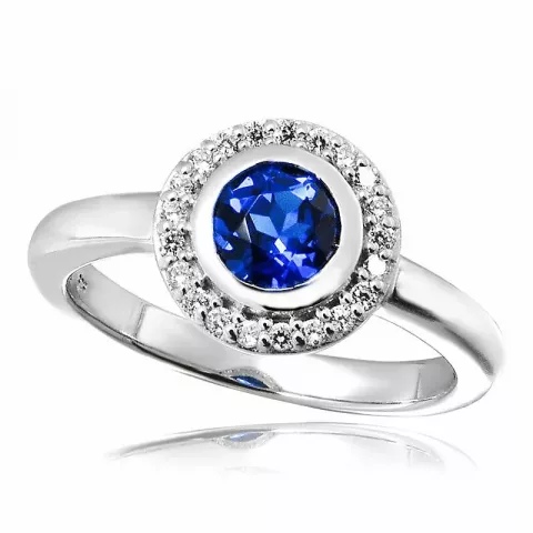 runder blauem Ring aus Silber