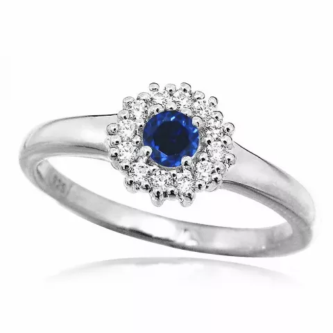 runder blauem Ring aus Silber