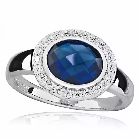 ovaler blauem Ring aus Silber