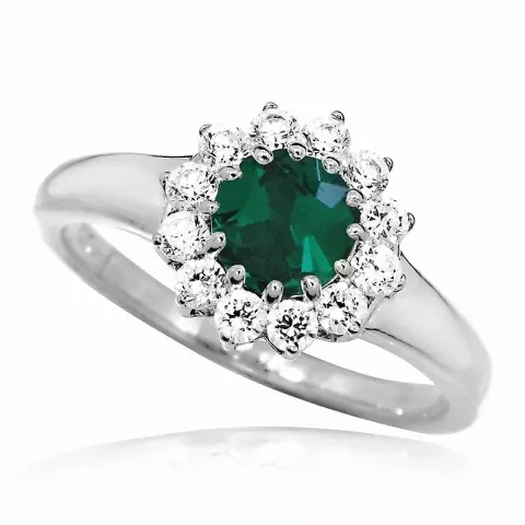 runder grünem Zirkon Ring aus Silber