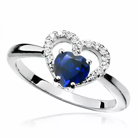 Herz blauem Ring aus Silber