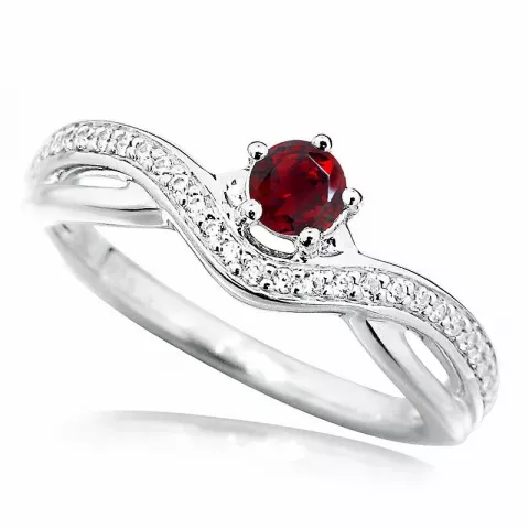 Elegant rotem Zirkon Ring aus Silber