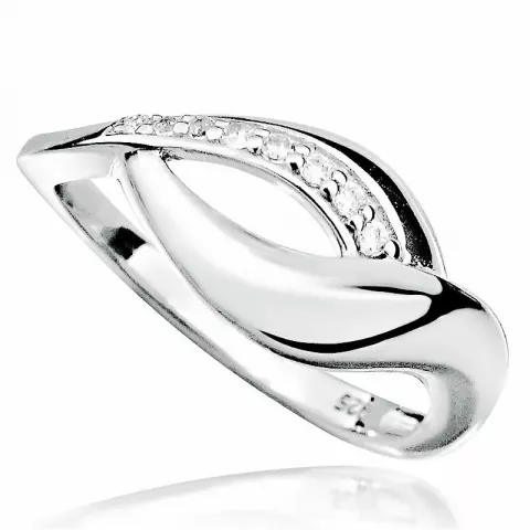 Polierter weißem Zirkon Ring aus Silber