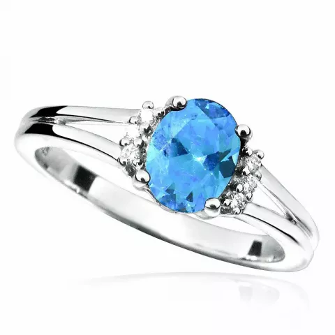 ovaler blauem Zirkon Ring aus Silber