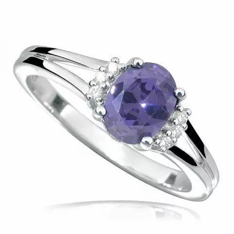 ovaler violettem Amethyst Ring aus Silber