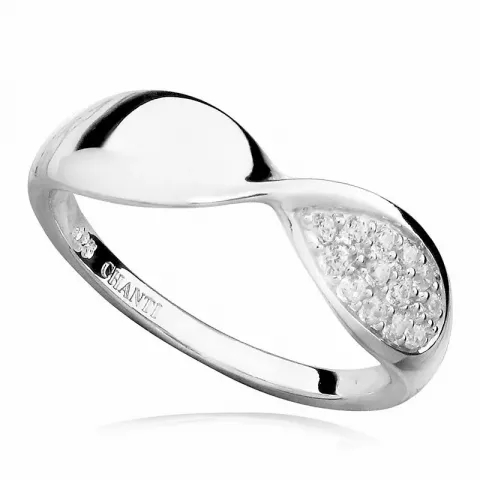abstraktem weißem Zirkon Ring aus rhodiniertem Silber