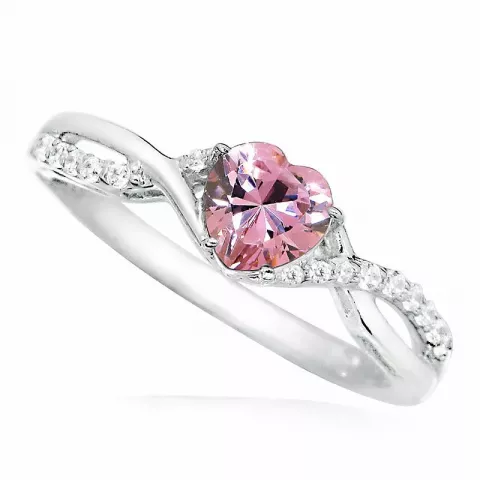 Elegant herz rosa zirkon ring aus rhodiniertem silber