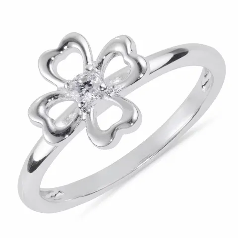 Blumen weißem Ring aus rhodiniertem Silber