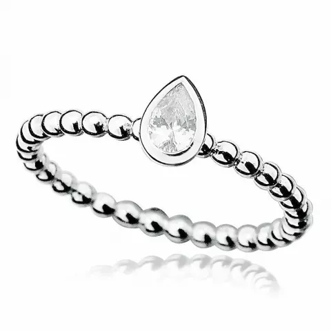 Tropfen weißem Zirkon Ring aus rhodiniertem Silber