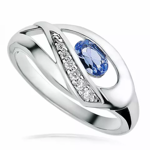 blauem Zirkon Ring aus rhodiniertem Silber