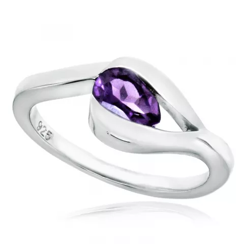 Tropfen violettem Amethyst Ring aus rhodiniertem Silber