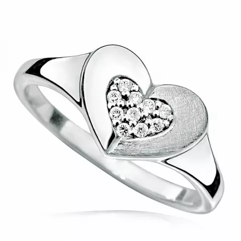 Herz weißem Zirkon Ring aus rhodiniertem Silber