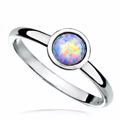Runder mehrfarbigem künstliche opal ring aus rhodiniertem silber