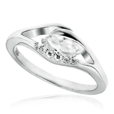 Kollektionsmuster ovaler weißem Zirkon Ring aus rhodiniertem Silber
