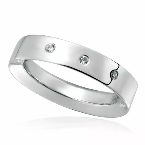 Einfacher weißem zirkon ring aus rhodiniertem silber