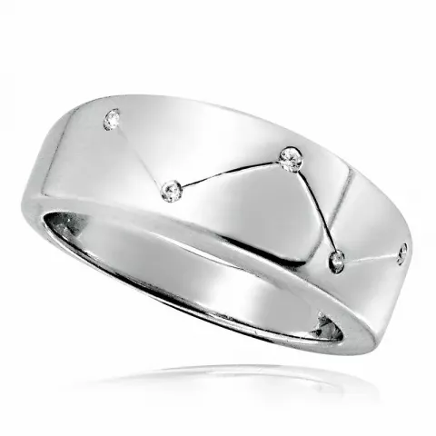 strukturierter weißem Zirkon Ring aus rhodiniertem Silber