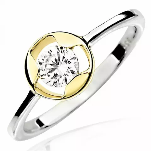 Zirkon Ring aus Silber mit vergoldetem Sterlingsilber