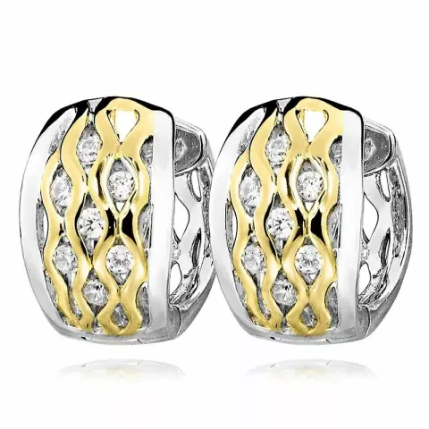 Zirkon Kreolenohrringe in Silber mit vergoldetem Silber