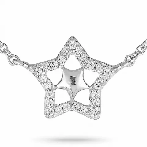 Stern Zirkon Halskette mit Anhänger aus Silber und Pferd aus Stahl