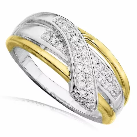 Zirkon Ring aus vergoldetem Sterlingsilber mit Silber