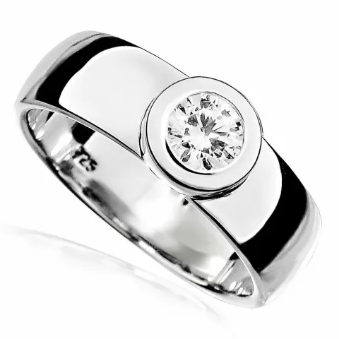 Breit runder zirkon ring aus silber