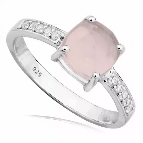 Viereckigem rosa mondstein ring aus silber