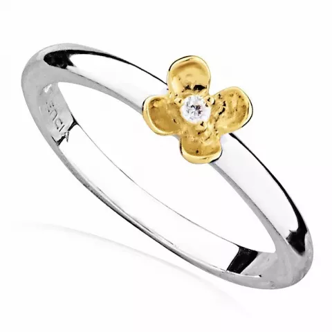Blumen Zirkon Ring aus Silber mit vergoldetem Sterlingsilber