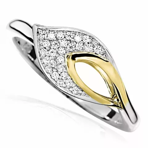 Blatt Zirkon Ring aus Silber mit vergoldetem Sterlingsilber