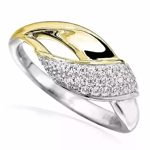 abstraktem Zirkon Ring aus Silber mit vergoldetem Sterlingsilber