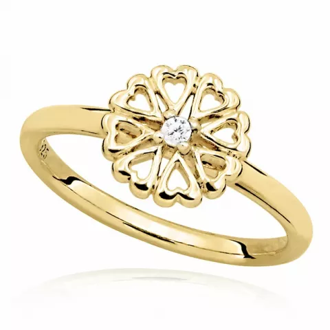 Blumen Zirkon Ring aus vergoldetem Sterlingsilber