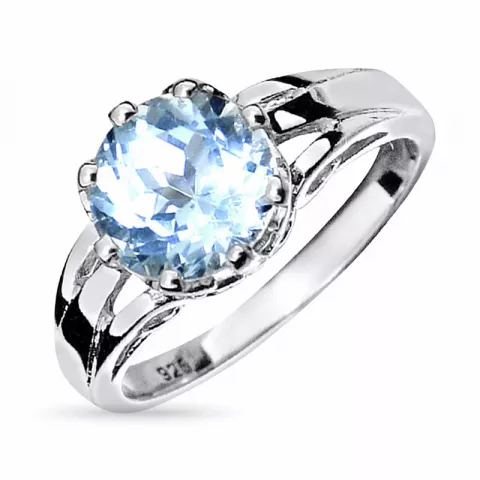 Elegant runder blauem topas ring aus silber