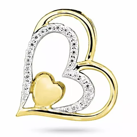 Herz Zirkon Anhänger aus rhodiniertem Silber und vergoldetem Sterlingsilber