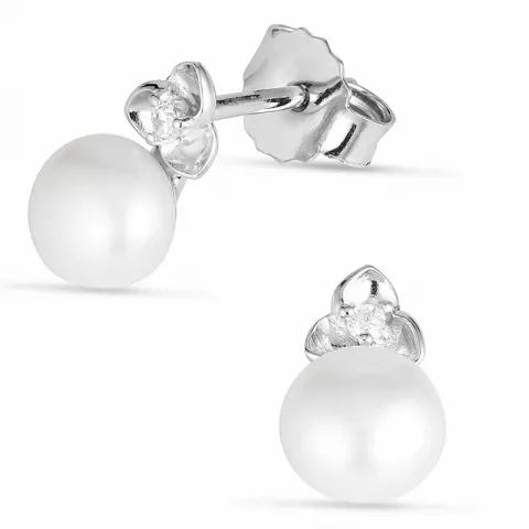 Blumen Perle Ohrringe in Silber