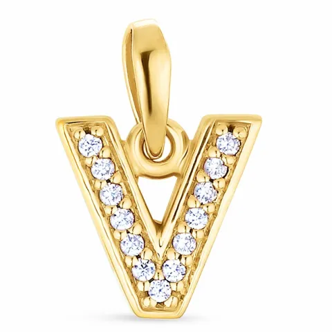buchstab v Zirkon Anhänger aus vergoldetem Sterlingsilber